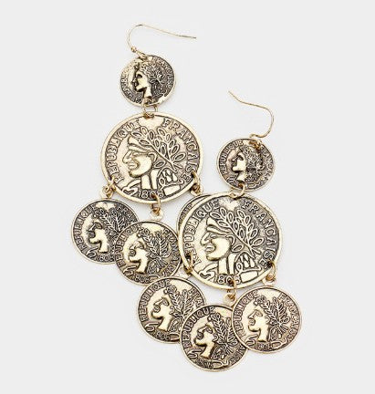 Multi Coin Dangle Earrings