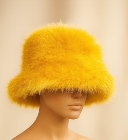 Fuzzy Bucket Hats - Mustard
