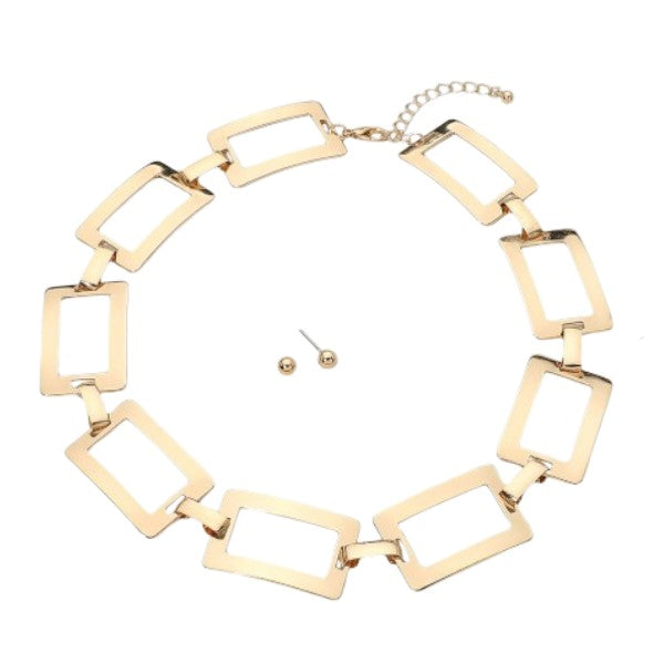 Geometric Link Necklace - Gold