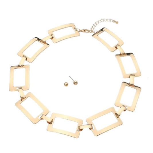 Geometric Link Necklace - Gold