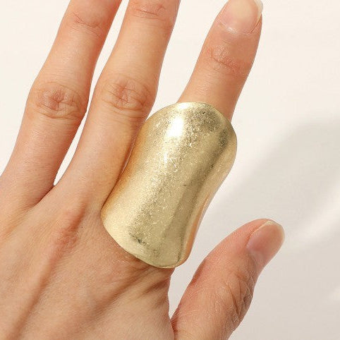 Gold Abstract Curve Statement Ring