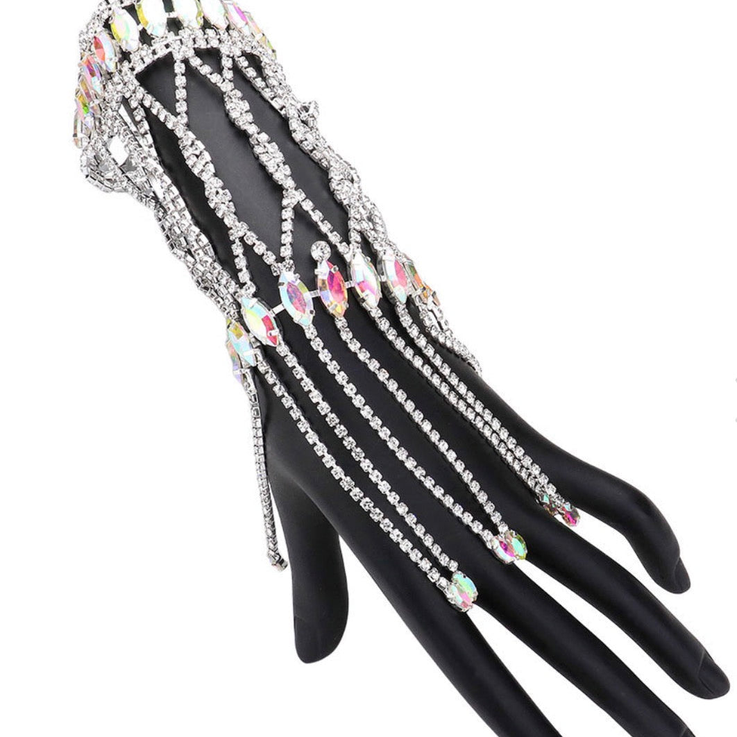 Rhinestone Hand Chain Evening Bracelet