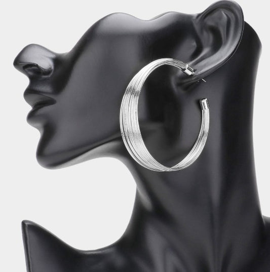 Metal Wire Hoop Silver