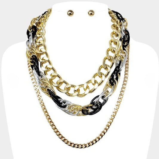 Chunky Multi Layer Necklace Set