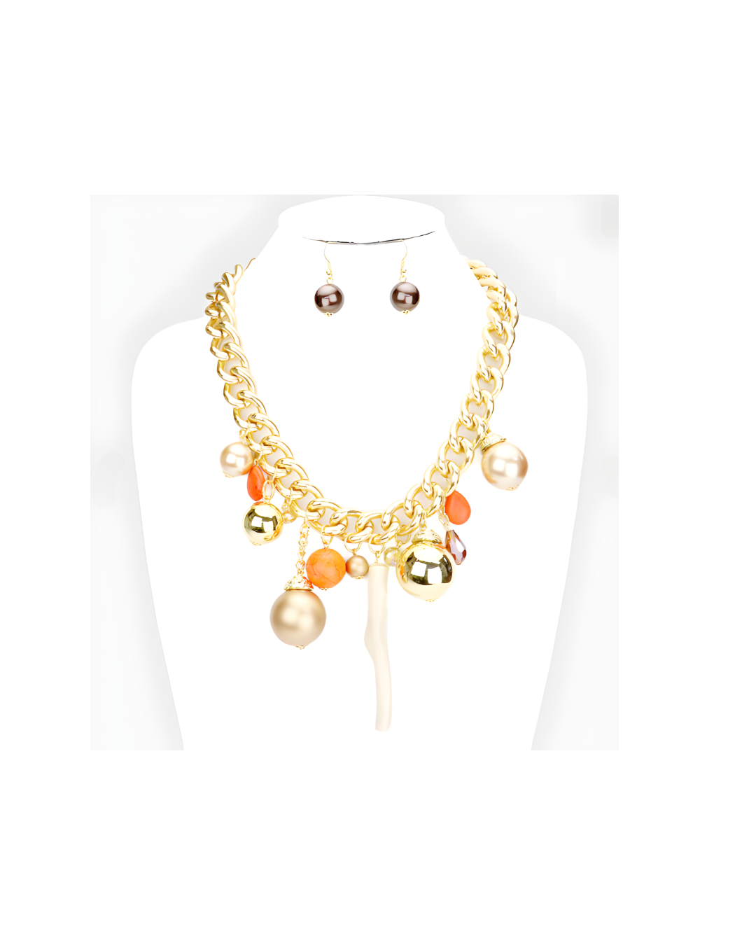 Ball Pearl Coral Statement Necklace