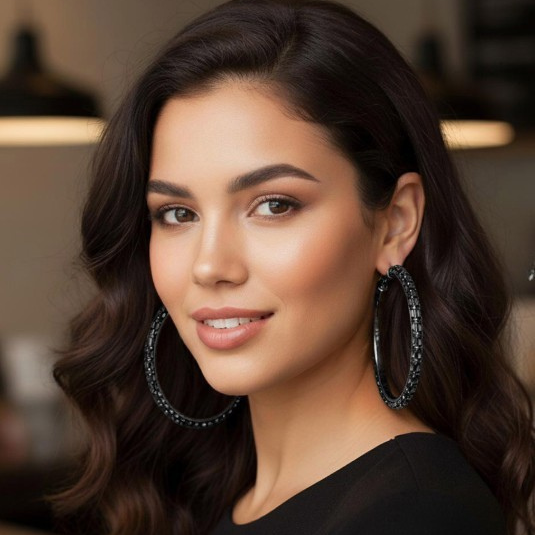 Oversized Black Rhinestone Hoops