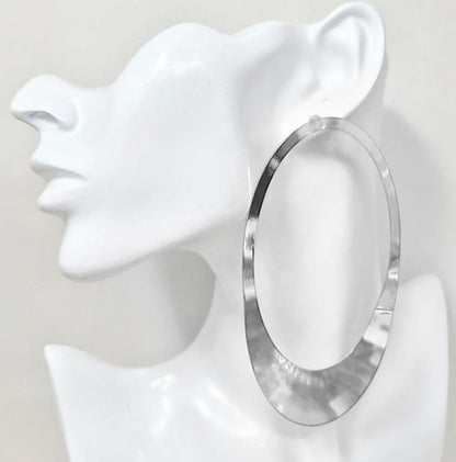Oversized Open Oval Earrings Silver