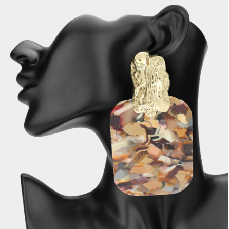 Oversized Patterned Plate Earrings