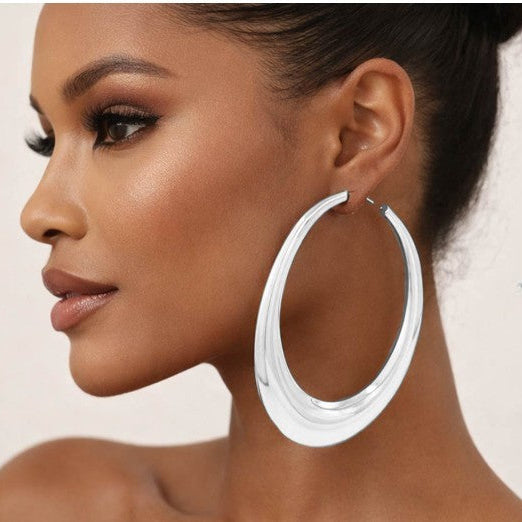 Oversized Oval Hoops Silver