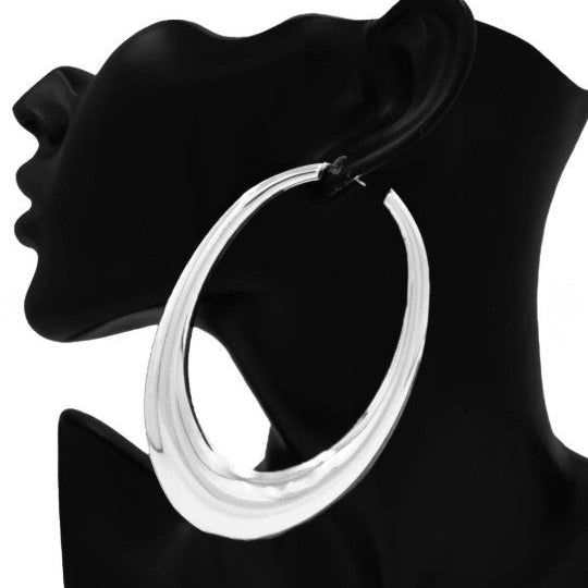 Oversized Oval Hoops Silver