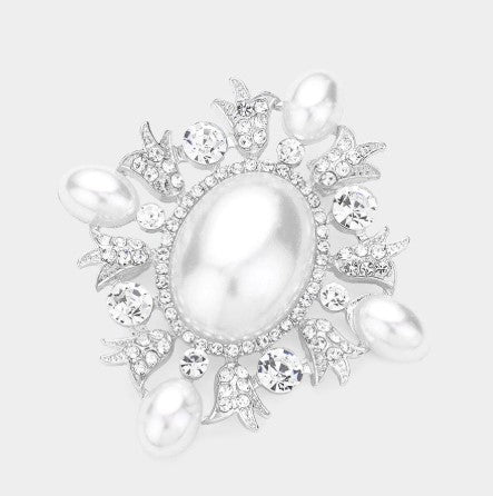 Pearl & Rhinestone Brooch