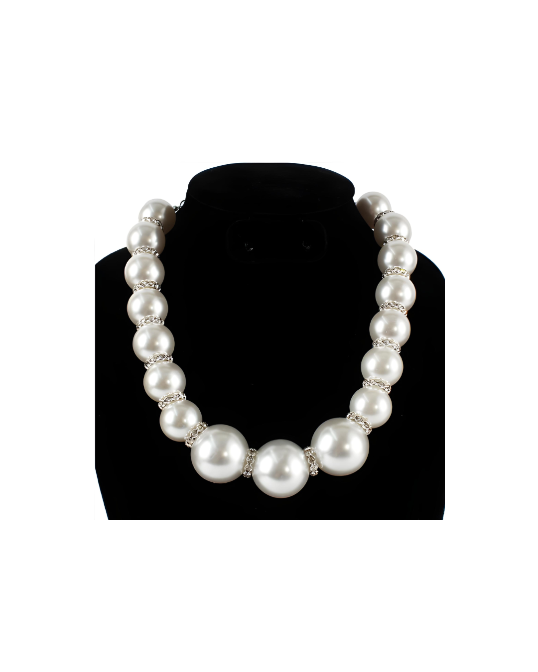 Pearl w/ Rhinestone Accent Necklace