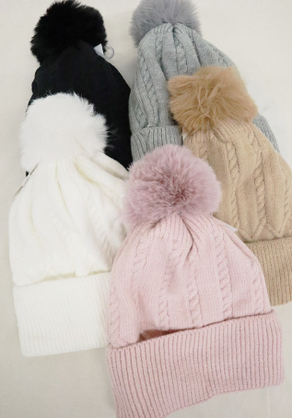 PomPom Winter Beanie - Tan
