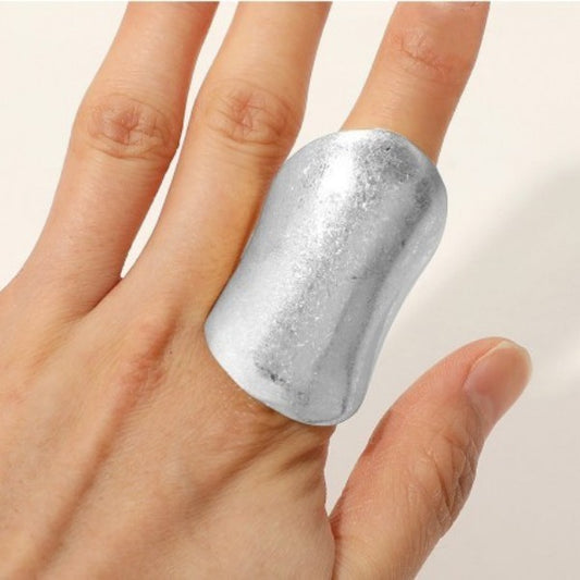 Silver Abstract Curve Statement Ring