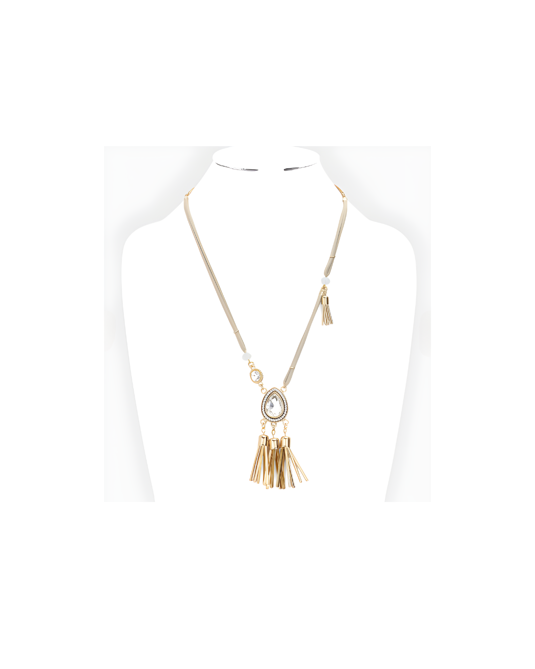 Stone Accented Tassel Necklace