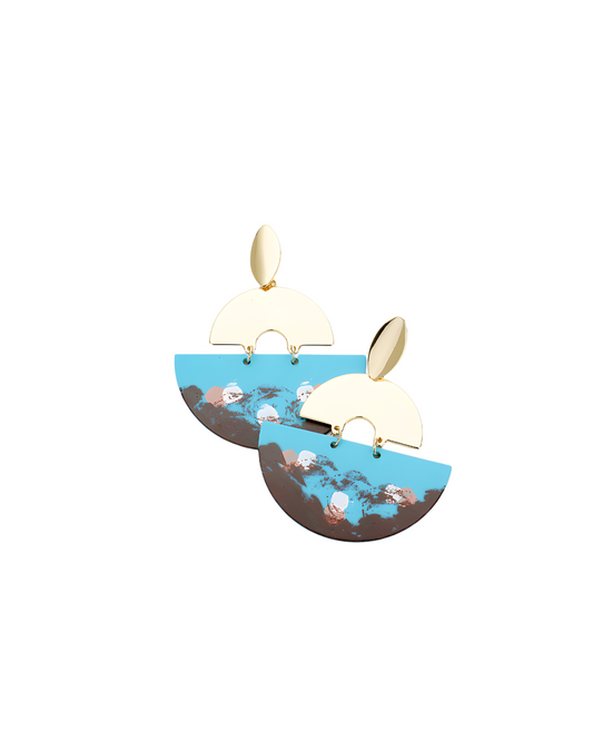 Metal Half Moon Painted Earrings