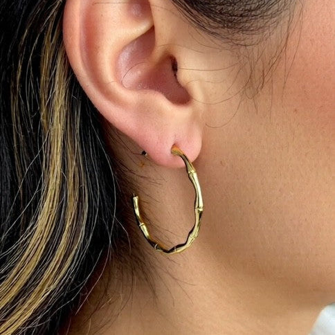Bamboo Hoops, Stainless Steel, Tarnish Resistant