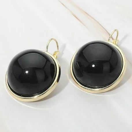 Black and Gold Dome Earrings