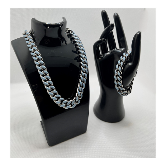 Chain Link Necklace - Sky Blue