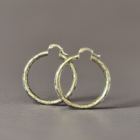 Bold Texture Hoops Gold-Filled