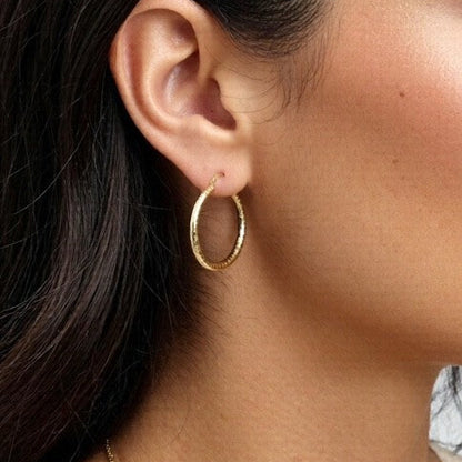 Bold Texture Hoops Gold-Filled