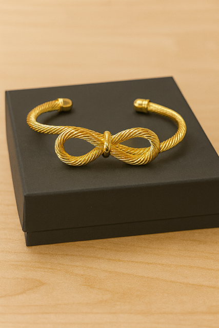 Bow Bangle Bracelet, Gold-FIlled & Tarnish Resistant