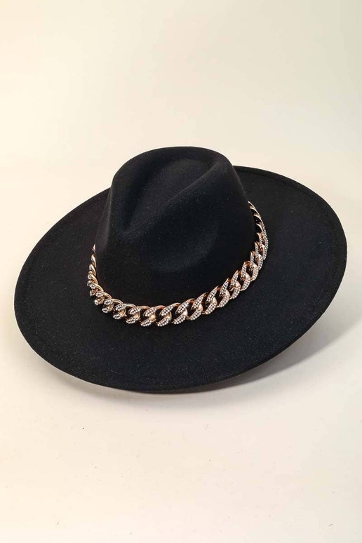 Black Pave Chain Fedora