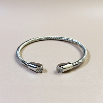 Clear Stone Twist Bangle – Plated, Tarnish Free Resistant