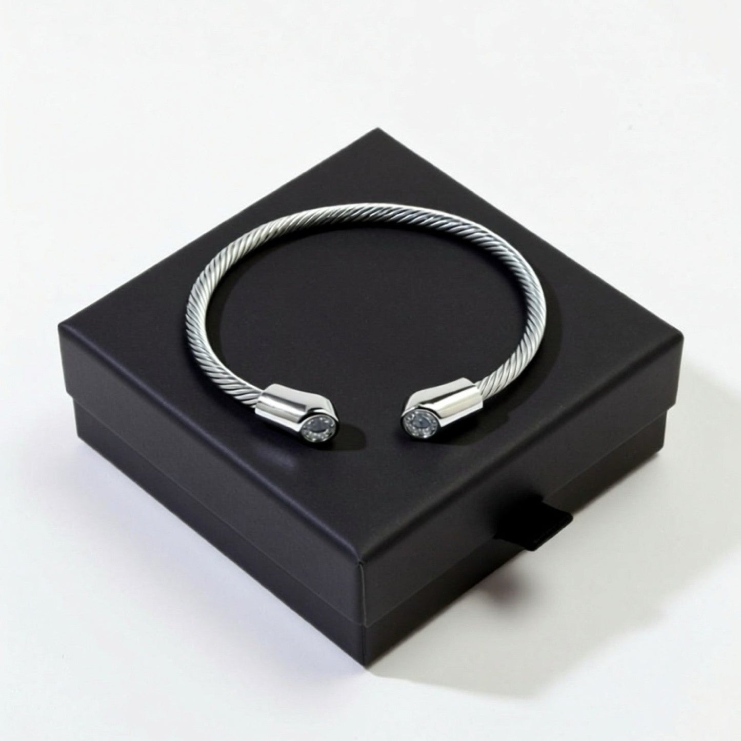 Clear Stone Twist Bangle – Plated, Tarnish Free Resistant