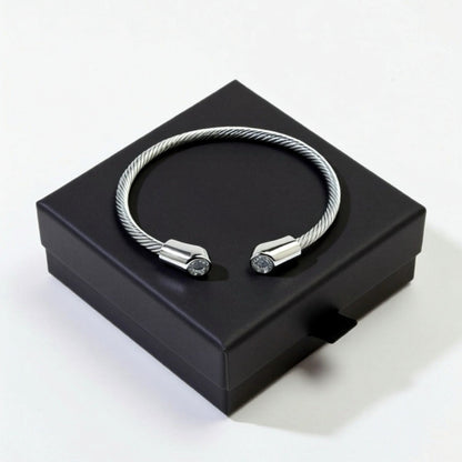 Clear Stone Twist Bangle – Plated, Tarnish Free Resistant