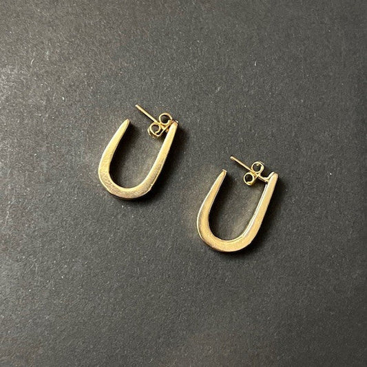 Crescent Shape Earrings, Gold-Plated, Hypoallergenic