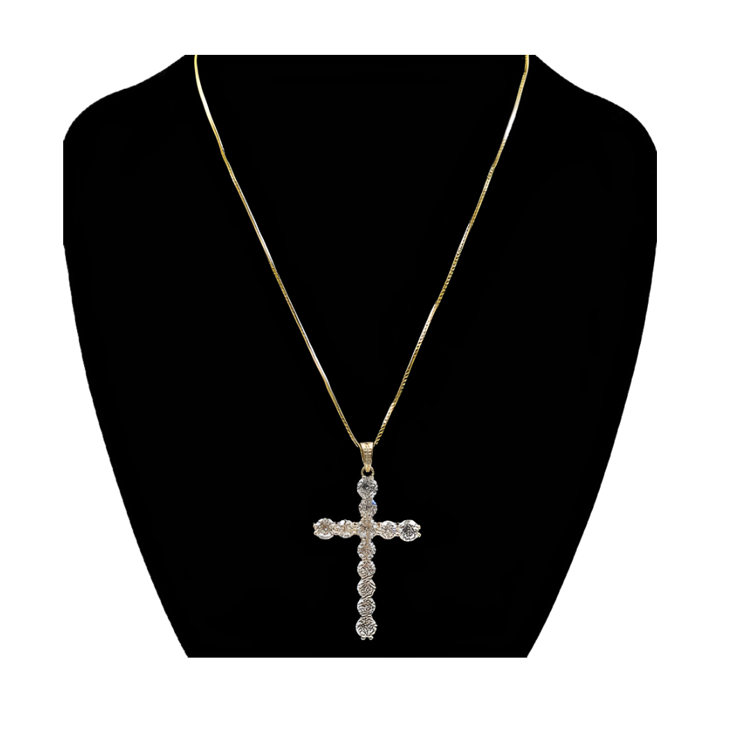 CZ Gold Cross Pendant Necklace