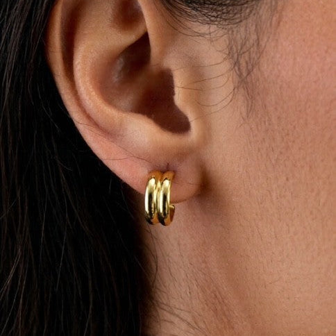 Cuff Post Back Earrings, Gold-Plated, Hypoallergenic