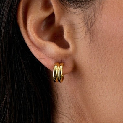 Cuff Post Back Earrings, Gold-Plated, Hypoallergenic