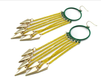 Arrow Dangling Earrings - Yellow & Green