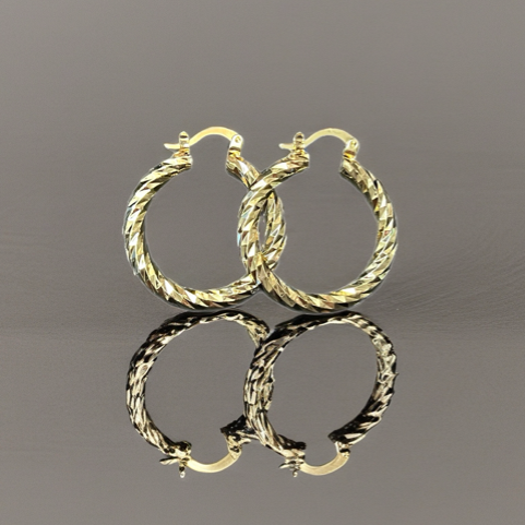 Diamond-Cut Hoops, Gold-Filled