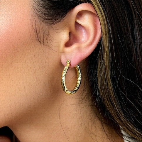 Diamond-Cut Hoops, Gold-Filled