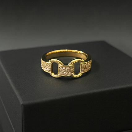 Open Chain Link Gold Band; Gold-Filled and Tarnish Resistant