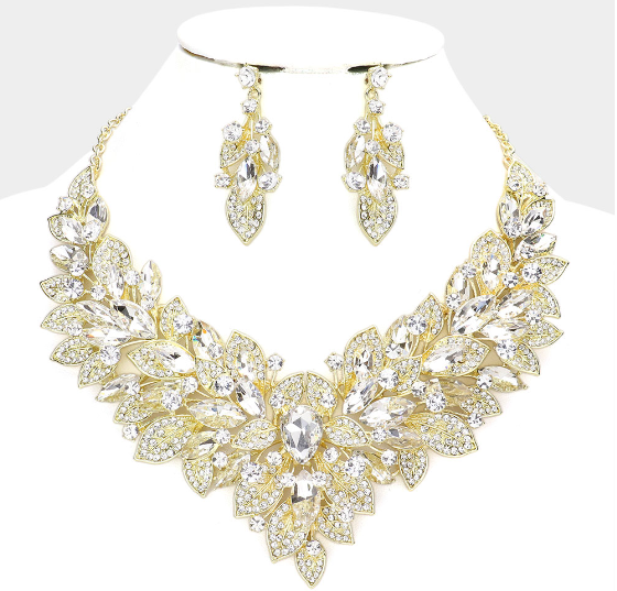Crystal Leaf Marquise Necklace