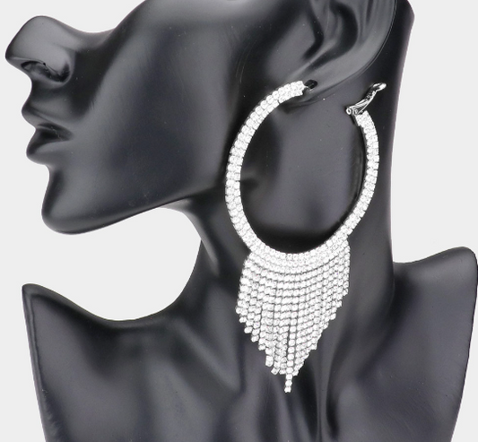 Fringe Rhinestone Hoops