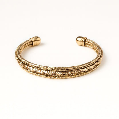 Golden Textured Statement Cuff Bracelet