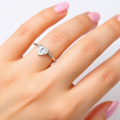 Heart Solitaire Ring, Plated Finish and Durable Finish