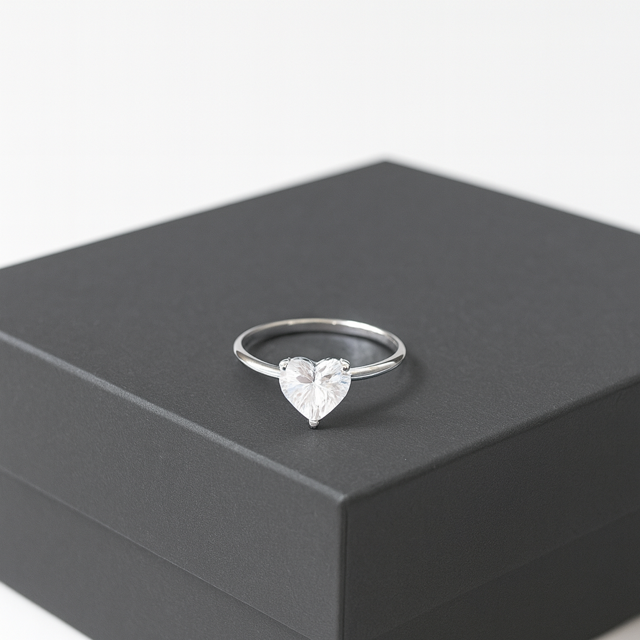 Heart Solitaire Ring, Plated Finish and Durable Finish