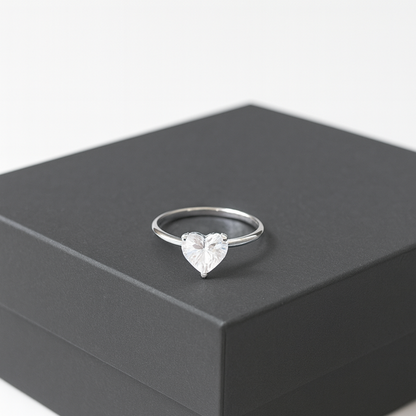 Heart Solitaire Ring, Plated Finish and Durable Finish