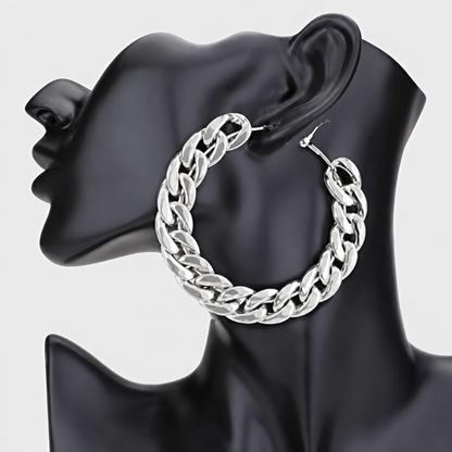 Metal Chain Link Earrings Gold