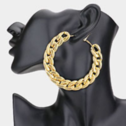 Metal Chain Link Earrings Gold