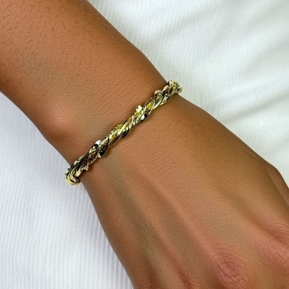 Modern Twist Bangle, Adjustable, Gold-Filled, Long Lasting Finish