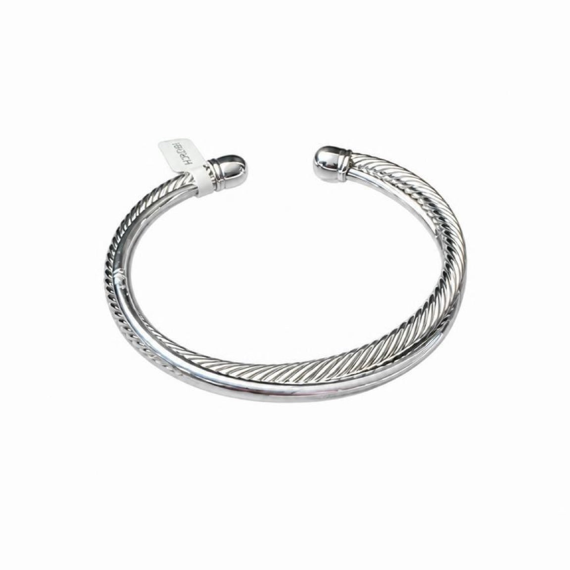 Modern Twist Bangle, Plated, Silver