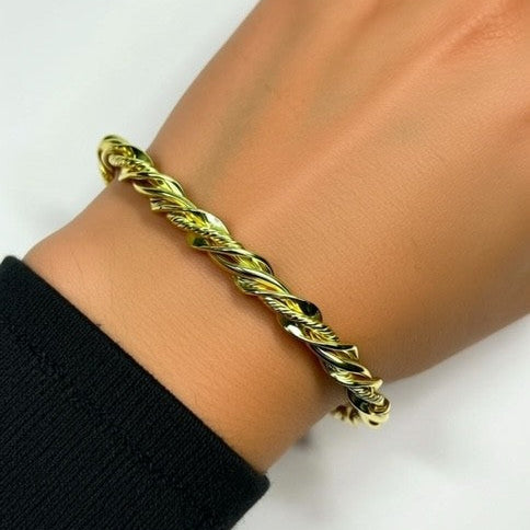 Modern Twist Bangle, Adjustable, Gold-Filled, Long Lasting Finish