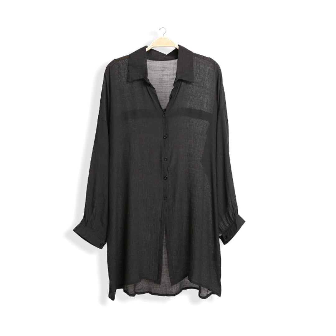 Oversized Button Up Shirt - Black